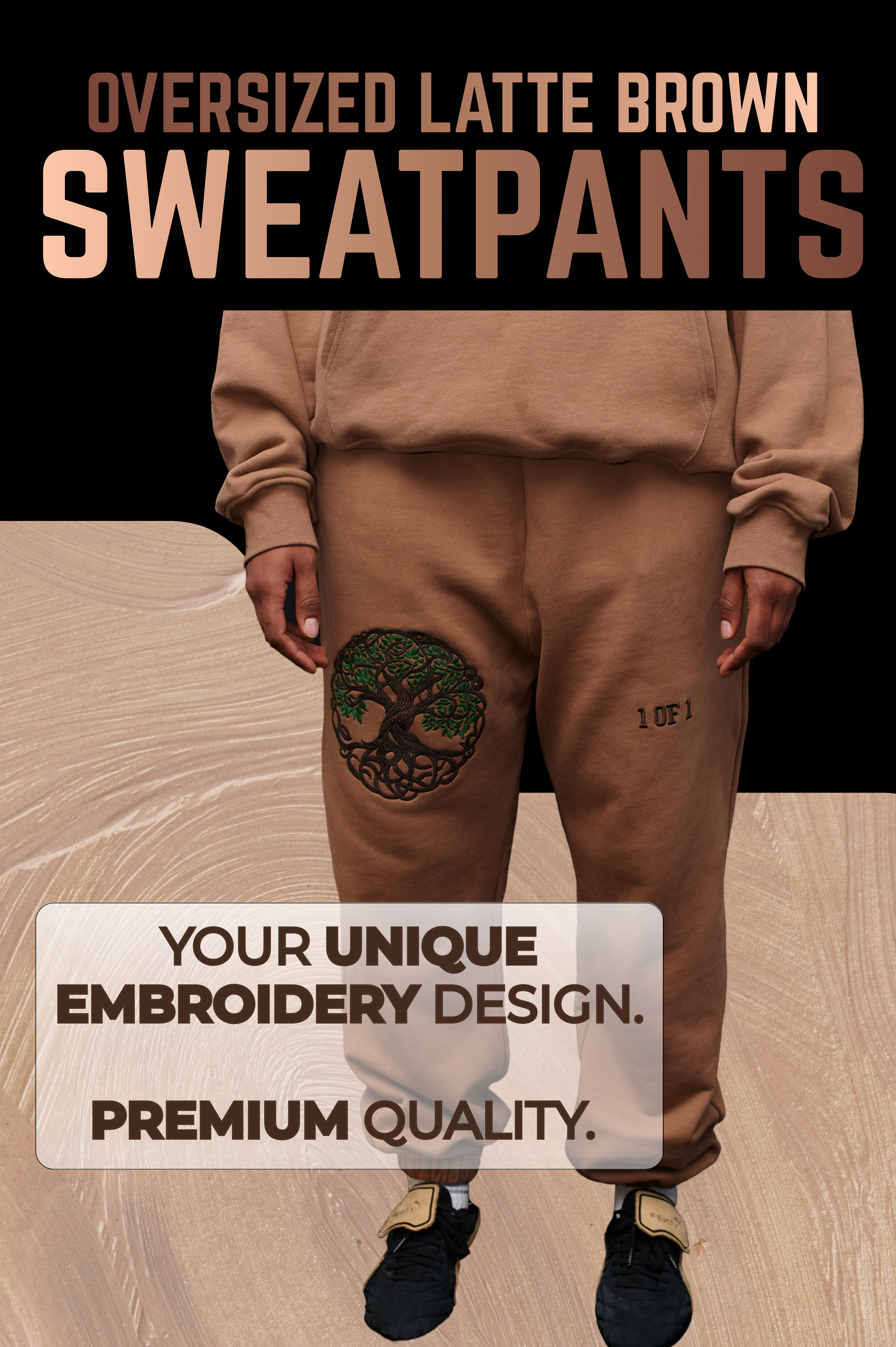 Oversized Latte Brown Sweatpants