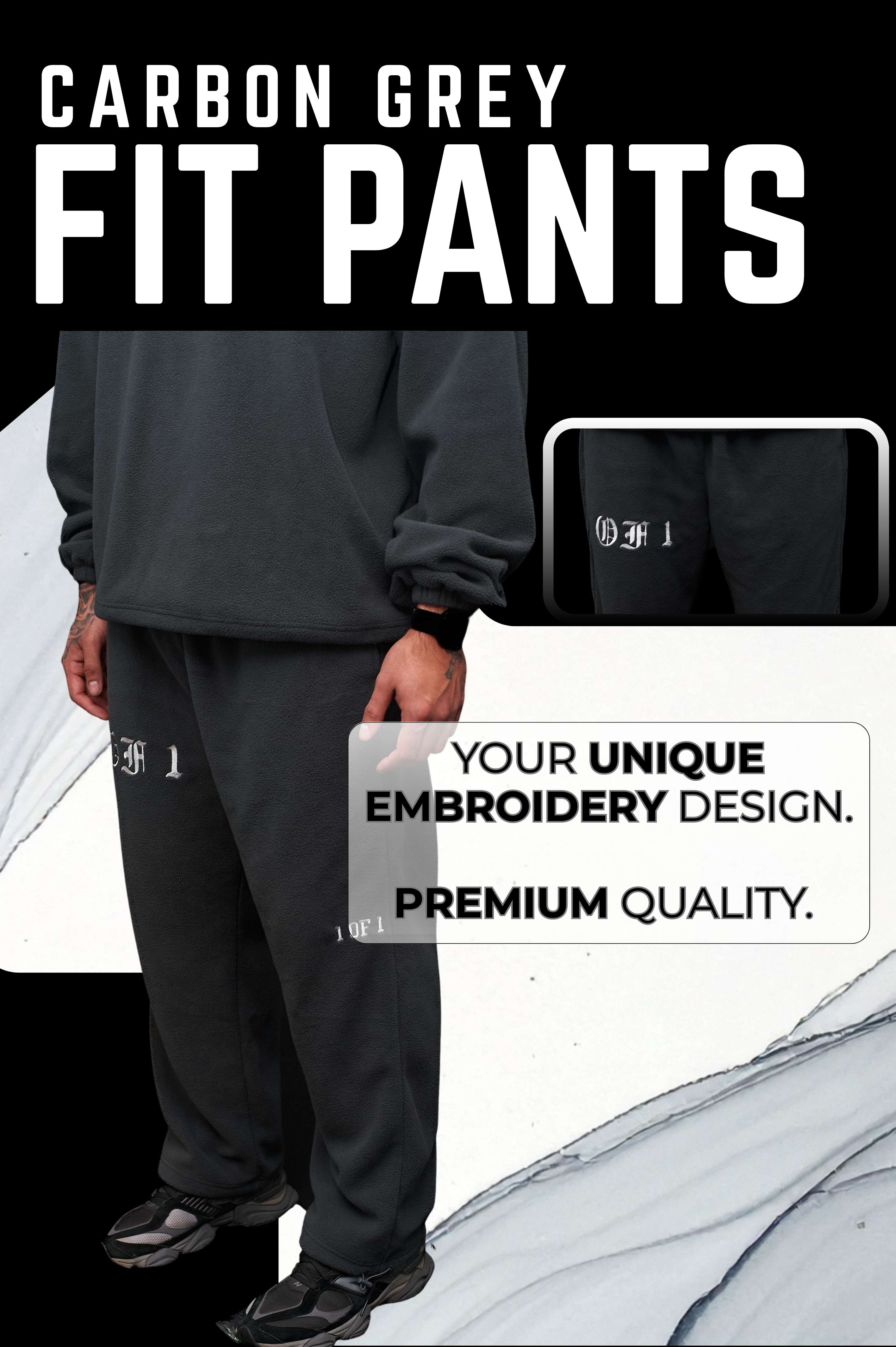 Oversized Carbon Grey Straight Fit Pants