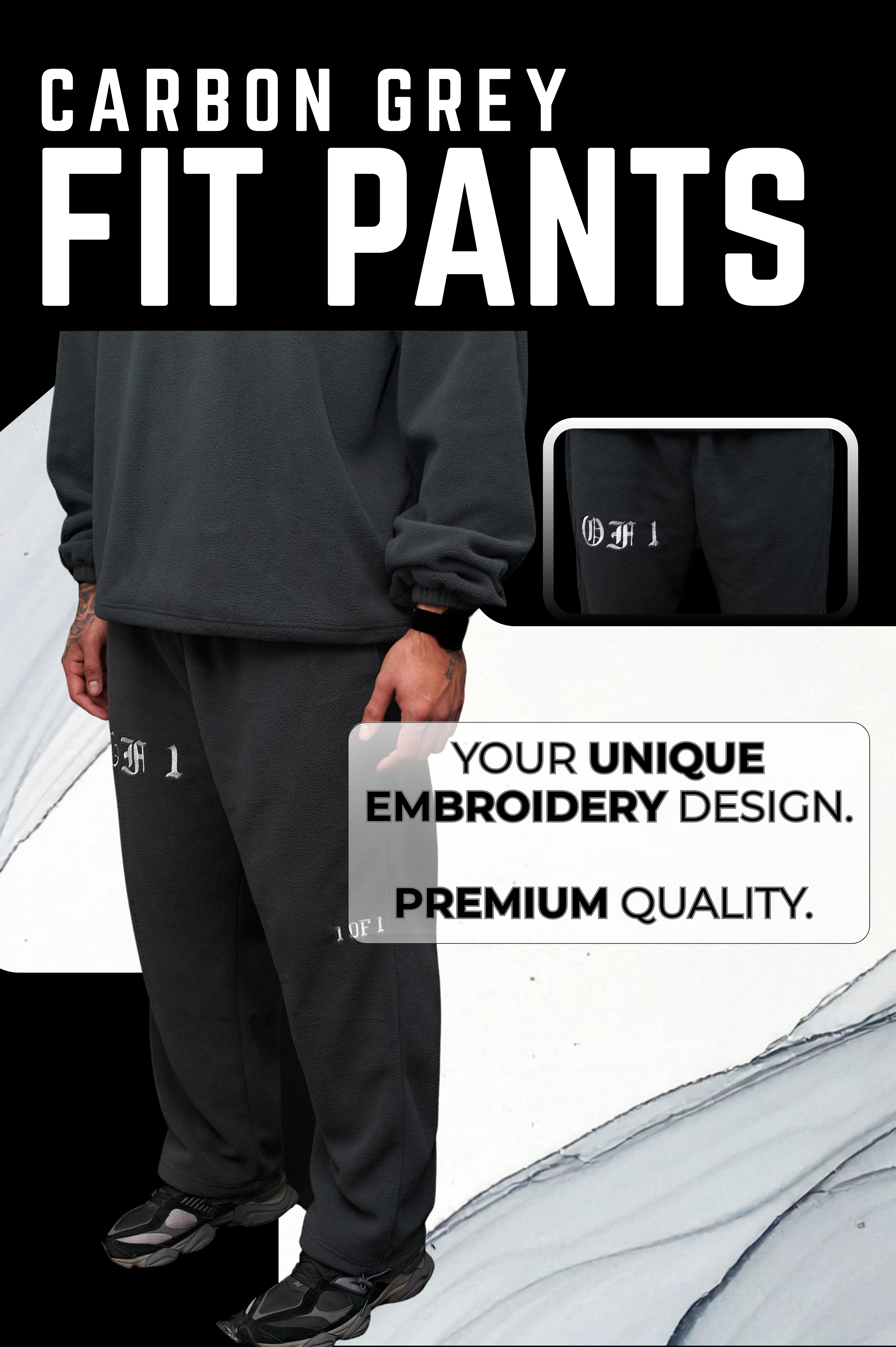 Oversized Carbon Grey Straight Fit Pants