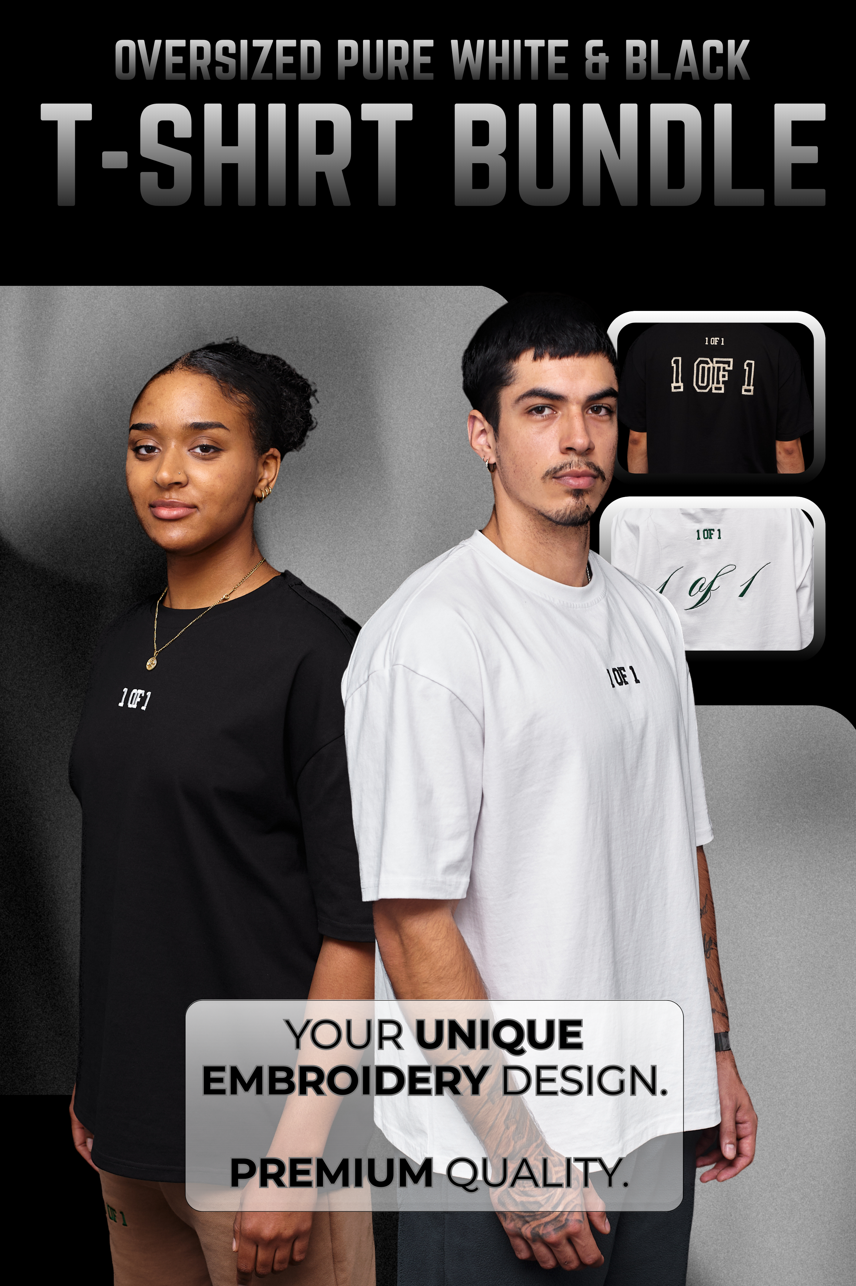 Oversized Pure White & Black T-Shirt Bundle